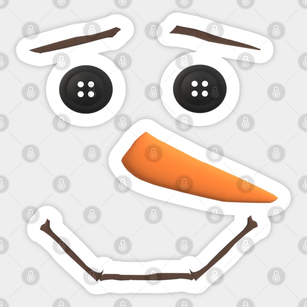 Smiling Snowman Face with Button Eyes and Carrot Nose Sticker by Art By LM Designs 